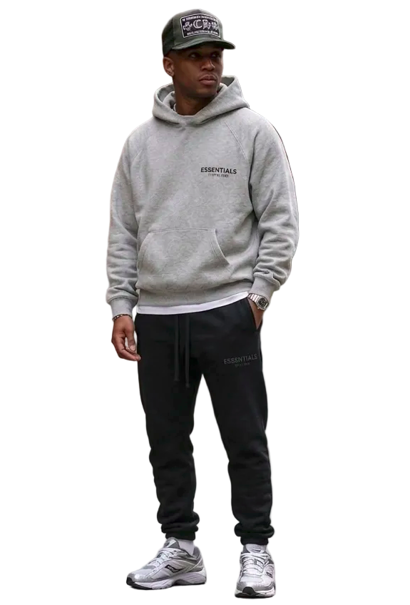 Full Fit — Essentials × Chrome Hearts (Grey Camo / Black)